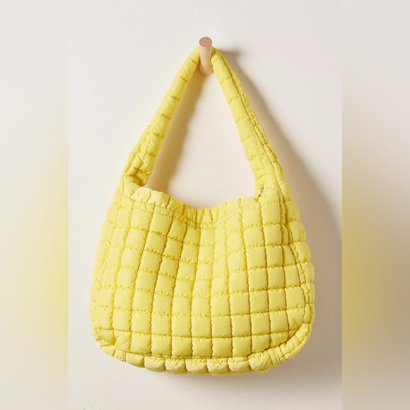 Free People FP Movement Quilted Carryall Lemon Zest Yellow - Picture 2 of 7